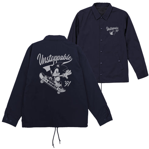 『ソニック・ザ・ヘッジホッグ』クラシックソニック T/Cコーチジャケット ネイビー M